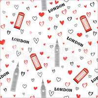 Travel seamless pattern. London vacation wallpaper. English land