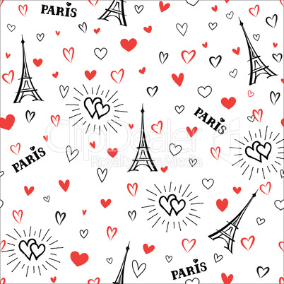 Travel France seamless pattern. Paris city vacation wallpaper. F