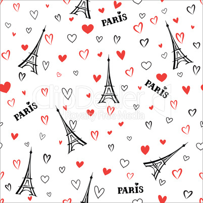 Travel France seamless pattern. Paris city vacation wallpaper. F
