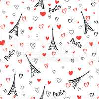 Travel France seamless pattern. Paris city vacation wallpaper. E