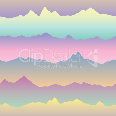 Abstract wavy mountain skyline background. Nature asian seamless