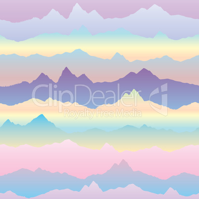 Abstract wavy mountain skyline background. Cardio effect seamles