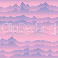 Abstract wavy mountain skyline background. Nature landscape suns