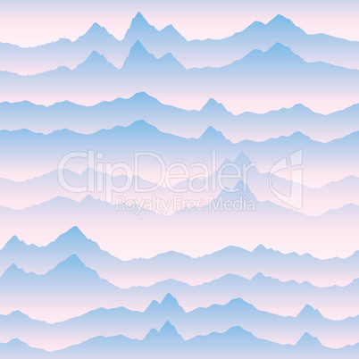 Abstract wavy mountain skyline background. Nature landscape sunr