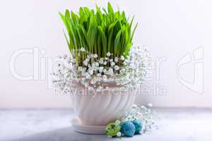 Eggs with flowers on a white background. Easter Symbols