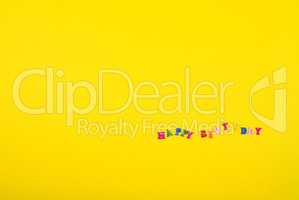 Yellow background with an inscription happy birthday