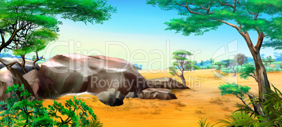 African landscape with big stones