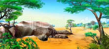African landscape with big stones