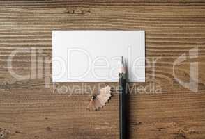 Business card and pencil