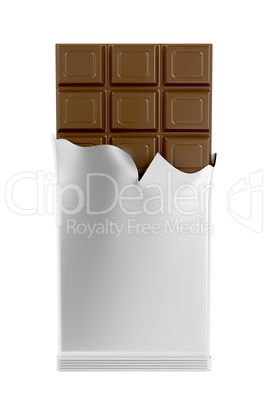 Milk chocolate bar isolated on white