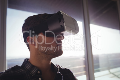 Businessman using virtual reality technology