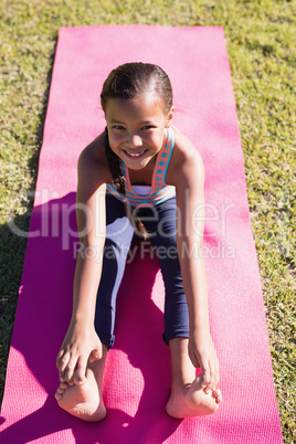 High angle portrait of girl practicing yoga