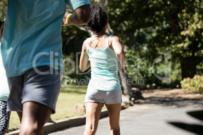 Marathon athletes walking in the park