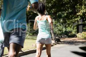 Marathon athletes walking in the park