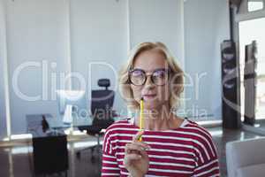 Thoughtful entrepreneur wearing eyeglasses