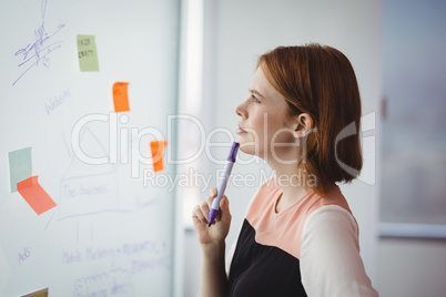 Thoughtful executive reading sticky note