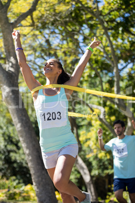 Female athlete winning the marathon race