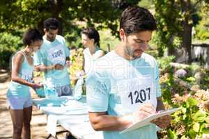 Athletes registering themselves for marathon