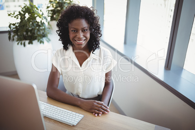 Portrait of smiling executive sitting at desk