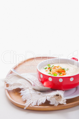 Cauliflower Soup with shrimps