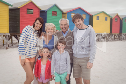 Portrait of multi-generation family at beach