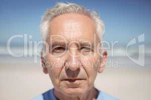 Close up portrait of senior man at beach