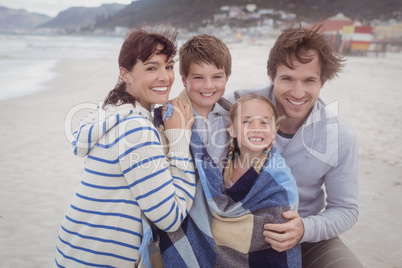 Portrait of family smiling together