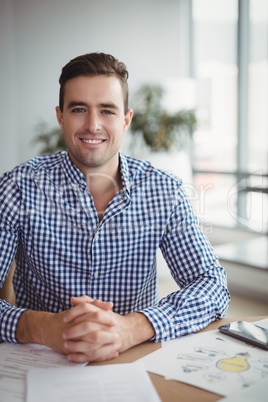 Portrait of smiling executive sitting at desk