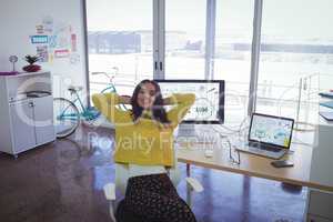 young businesswoman resting in office