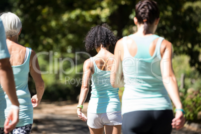 Marathon athletes walking in the park