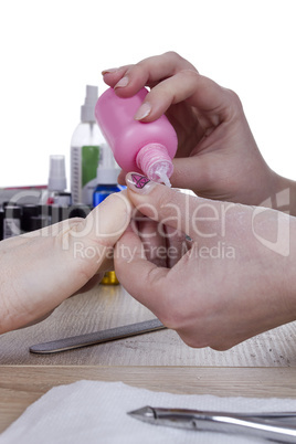 manicure procedure in beauty salon