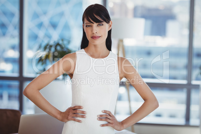 Portrait of confident executive stnding with hands on hip