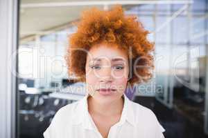 Close up portrait of businesswoman with dyed hair