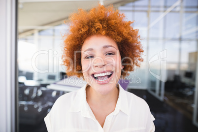 Close up portrait of businesswoman laughing