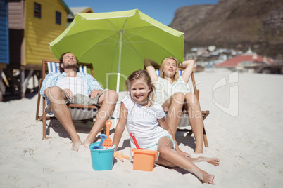 Family relaxaing at beach