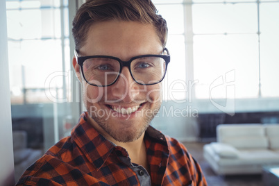 Smiling businessman standing in office