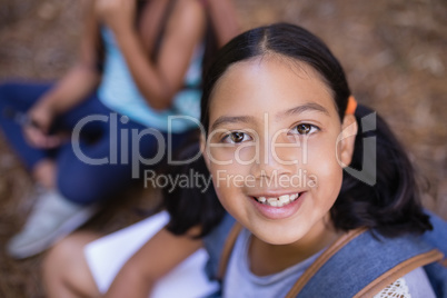 High angle portrait of girl in forest
