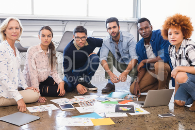 Portrait of creative business team working together