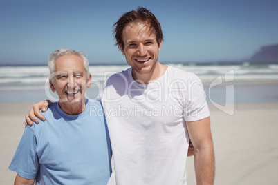 Portrait of happy family at beach