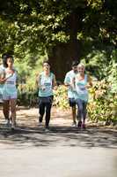 Marathon athletes running in the park