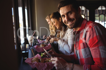 Friends having burger together