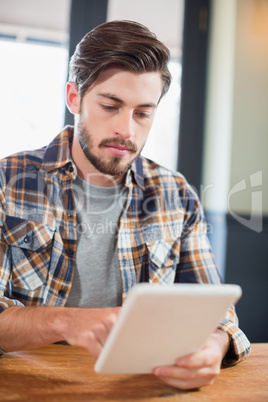 Handsome young man using digital tablet