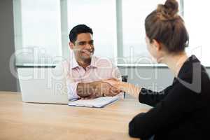 Business people shaking hands during meeting