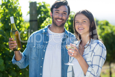 Portrait of smiling couple with wineglasses