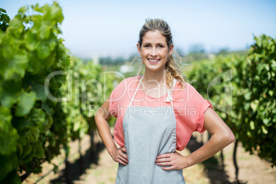 Portrait of female farmer at vineyard