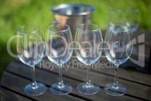 Close up of empty wineglasses on table