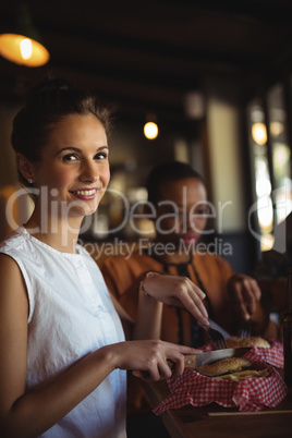 Friends having burger together