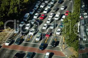 High angle view of traffic on road