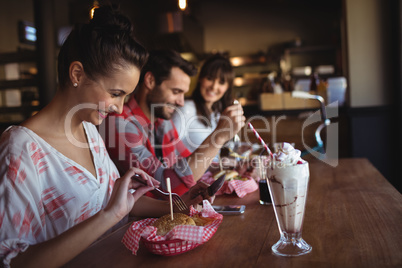 Friends having burger together