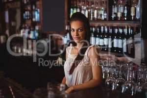 Portrait of beautiful female bar tender